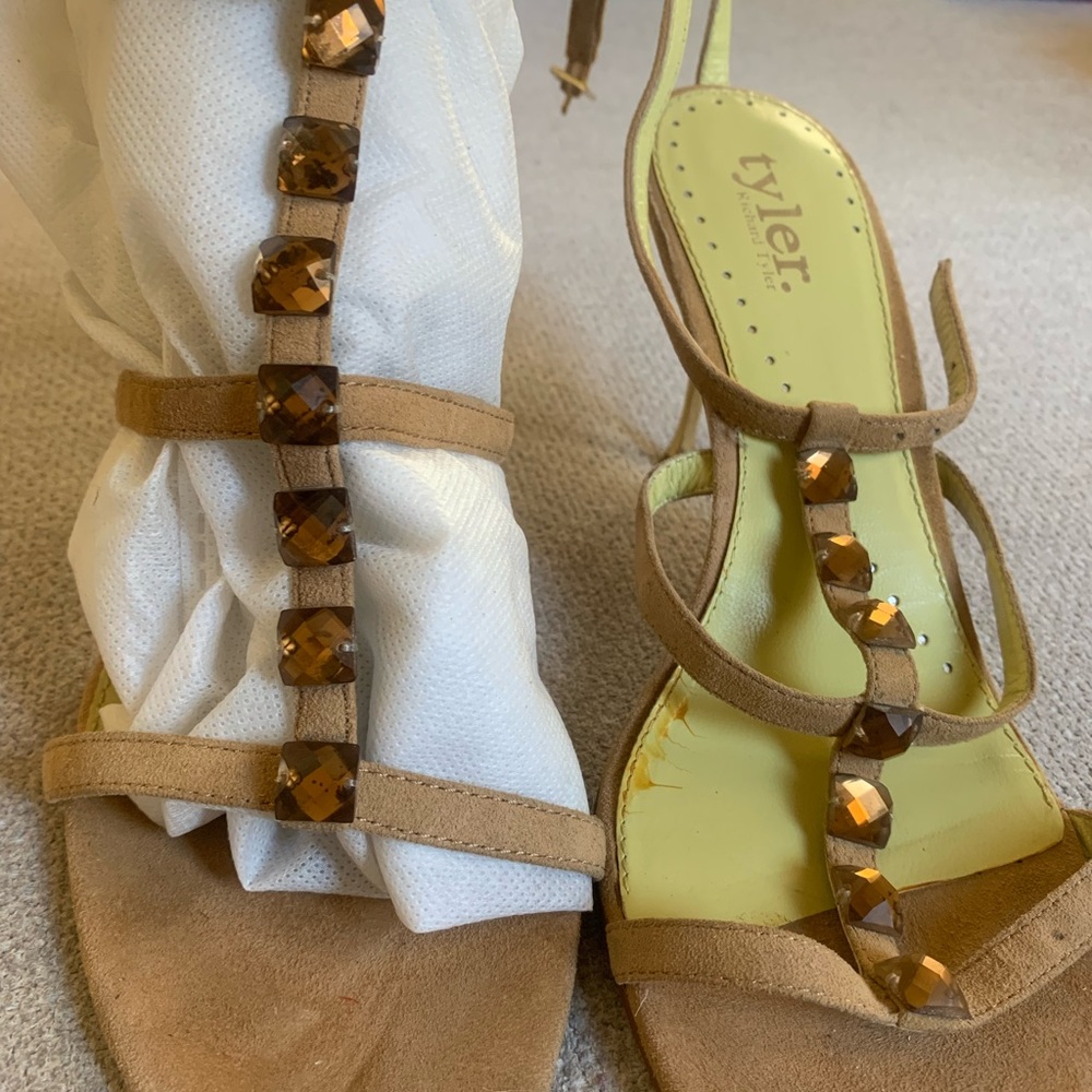 Richard Tyler Brown Gladiator Sandals with Studded Design